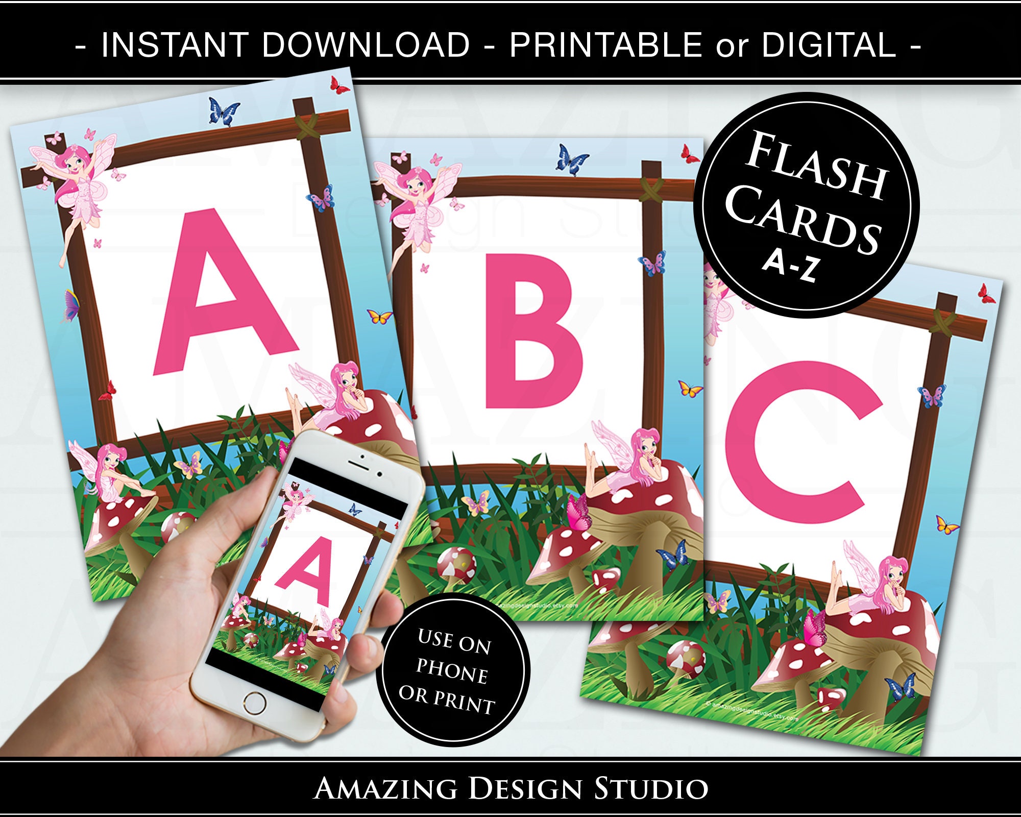 Fairy Alphabet Flash Cards Printable ABC Flash Cards A to Z - Etsy