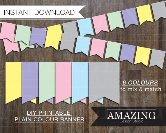Pastel Color Banner Diy Printable Instant Download Birthday Etsy