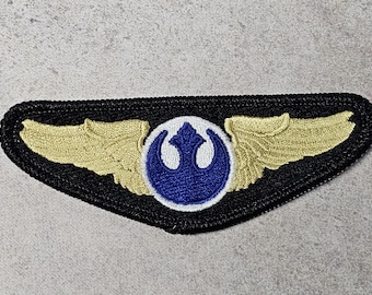 Blue Squadron Rebel Fighter Pilot Flight Wings Aviator Badge Embroidered Patch Star Wars Costume