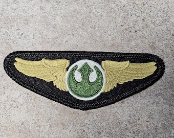 Green Squadron Rebel Fighter Pilot Flight Wings Aviator Badge Embroidered Patch Star Wars Costume