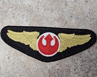 Red Squadron Rebel Fighter Pilot Flight Wings Aviator Badge Embroidered Patch Star Wars Costume