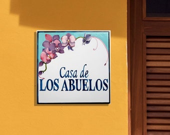 Placa de casa de cerámica, Puerto Rico, Letrero de cerámica, Regalos para ella, Arte de pared de Puerto Rico, Pintura de arte de Puerto Rico, Regalo de inauguración de la casa