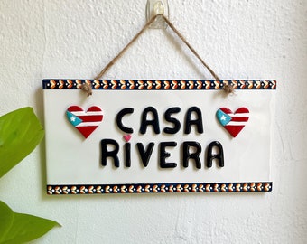 Signo personalizado, Puerto Rico, Arte puertorriqueño, Arte de pared de Puerto Rico, Arte de Puerto Rico, Cerámica puertorriqueña, Arte de pared de azulejos de cerámica