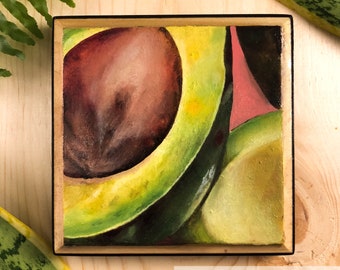 Puerto Rico Art, fruit art, art on wood, Caribbean art, island art,  tropical decor, oil painting, wall decor, housewarming, gift idea