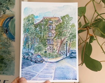 East Village Street NYC Aquarelle Matte Art Print