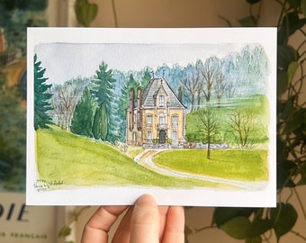 Le Petit Chateau Plein Air Watercolor Matte Art Print