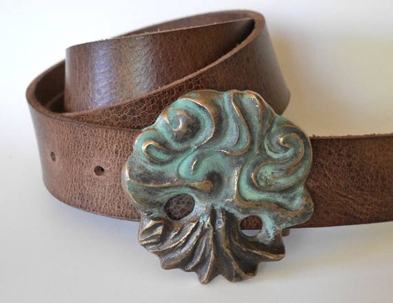 One of a Kind, Handmade Belt and Buckle 70s One of a Kind Handmade Tree House Sun Moon Scenery  main image 3