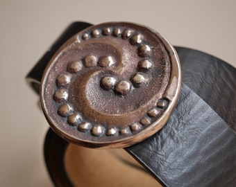 Mandala Belt Buckle, One of a Kind Handcrafted, Sweater belt, Artisan Handmade Accessory, fits 1-1/2 belt strap, womens belt or mens belt,