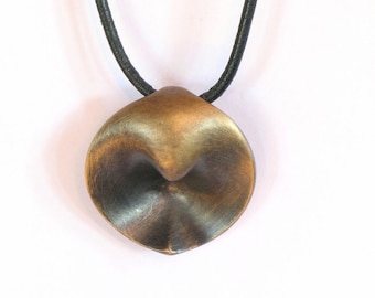 Handcrafted bronze pendant, wearable sculpture, silver neckpiece, sculptural jewelry, 8th anniversary bronze, womens or men, talisman