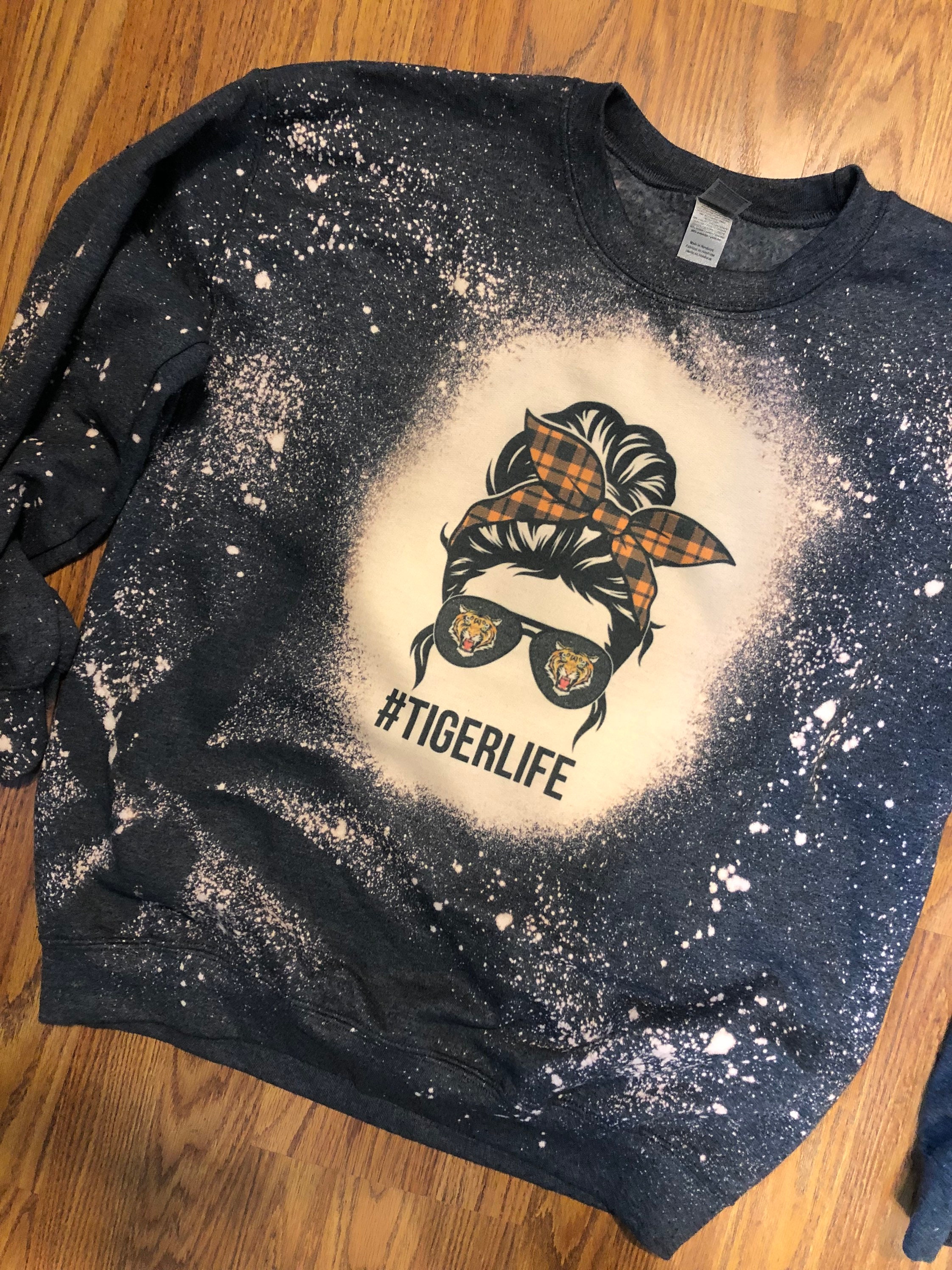 Unisex Tiger Life Tigers Bleached Sweatshirt or Hoodie. 