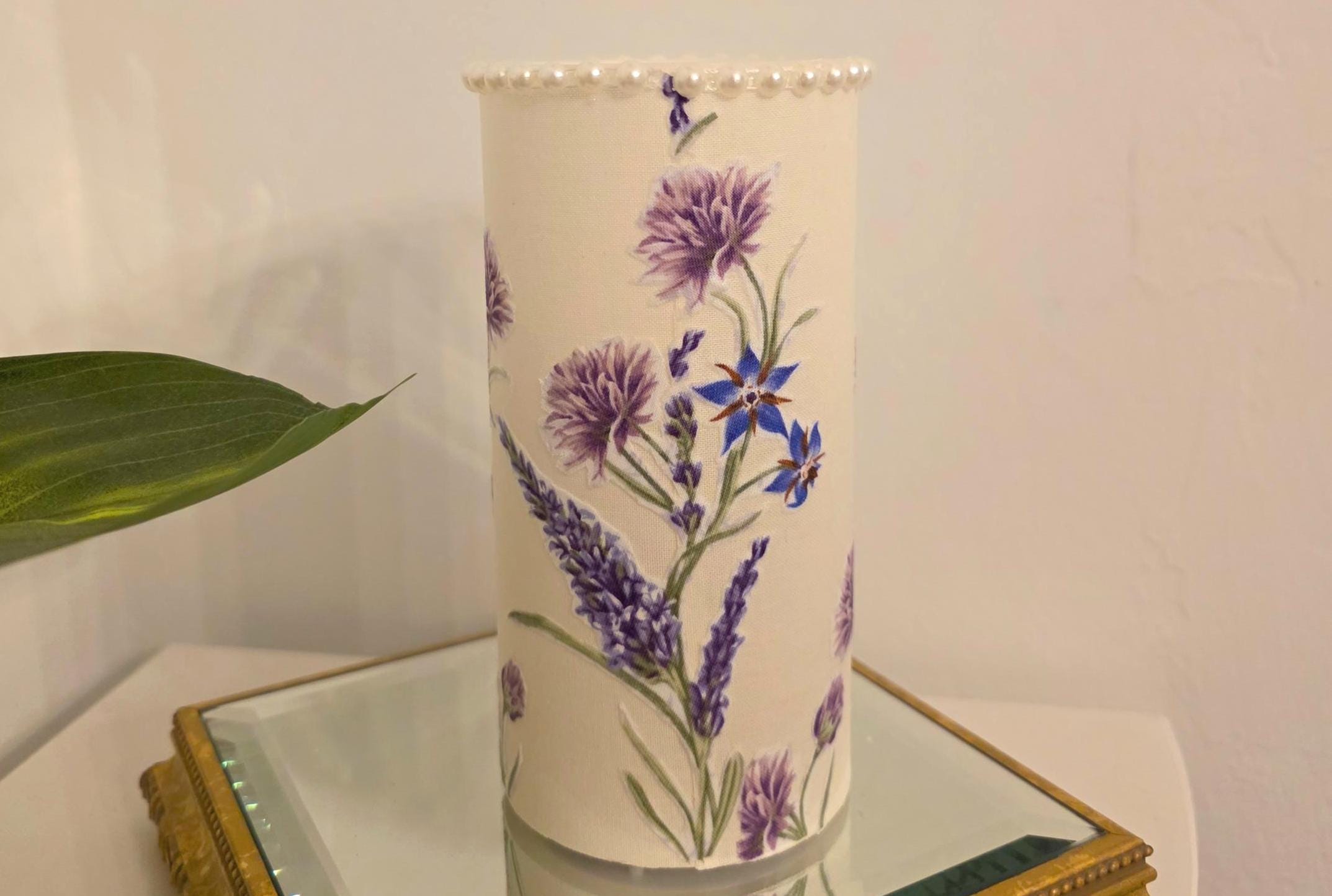 LED Pillar Candle With Thistle and Flowers