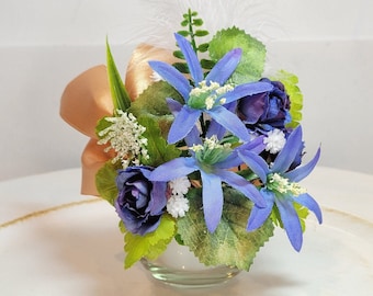 Bougeoirs LED votifs avec fleurs de soie