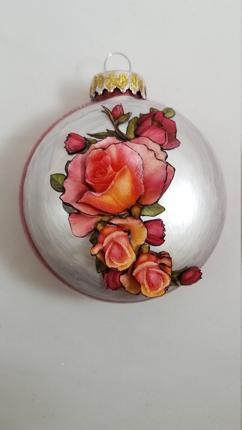 Rose Christmas Tree Ornament Unique Ornaments Collectible Ornament Rose Ornament Christmas Tree Decor Rose Decor
