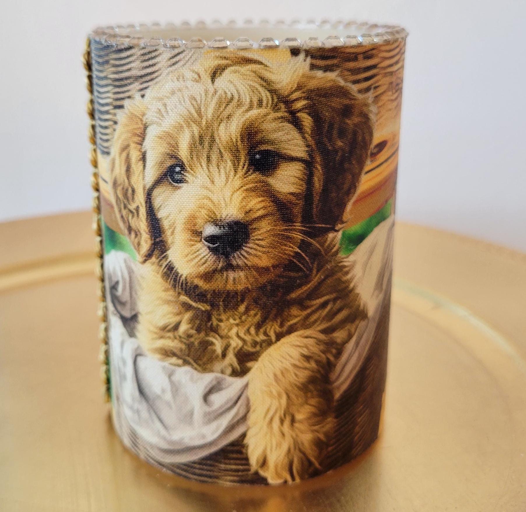 LED Pillar Candle With Two Adorable Goldendoodles