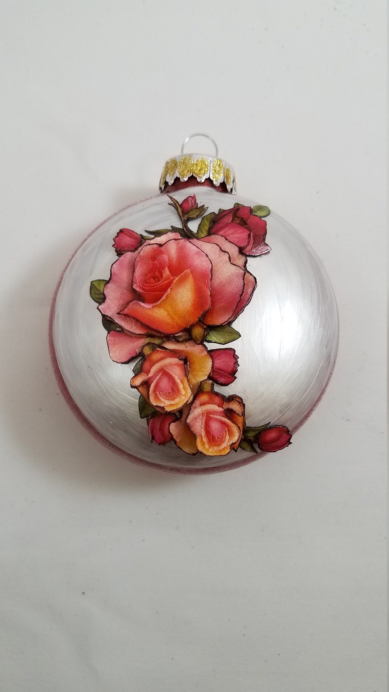 Rose Christmas Tree Ornament Unique Ornaments Collectible Ornament Rose Ornament Christmas Tree Decor Rose Decor
