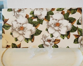 Magnolias On A Ceramic Tile, Comes With Stand