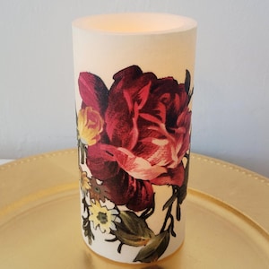 LED Pillar Candle With Roses