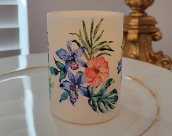 Led Pillar Candle With Orchids