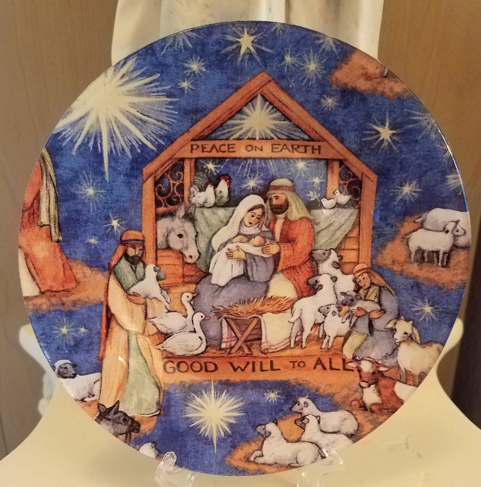 Christmas Plate with a Nativity Scene Etsy