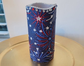 LED Pillar Candle With Fireworks And Patriotic Theme