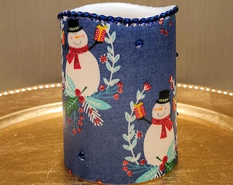 Led Pillar Candle With Snowmen