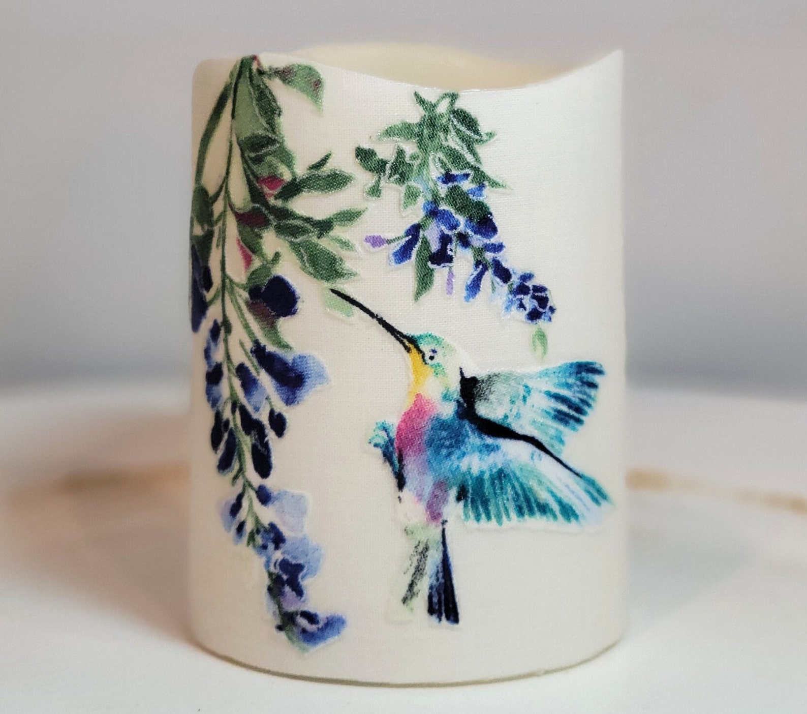 LED Candle With Hummingbirds on Wisteria Etsy