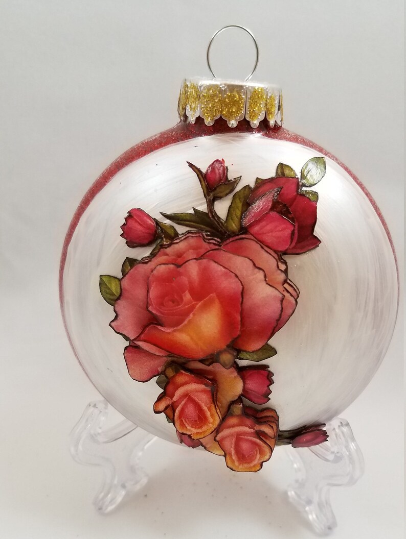 Rose Christmas Tree Ornament Unique Ornaments Collectible Ornament Rose Ornament Christmas Tree Decor Rose Decor