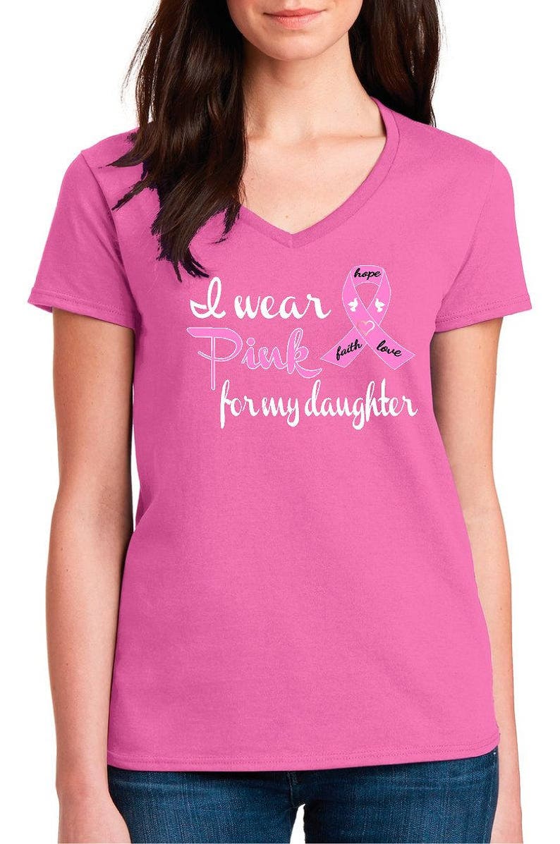 I Wear Pink For My Daughter V-Neck Shirts For Women T Shirts | Etsy