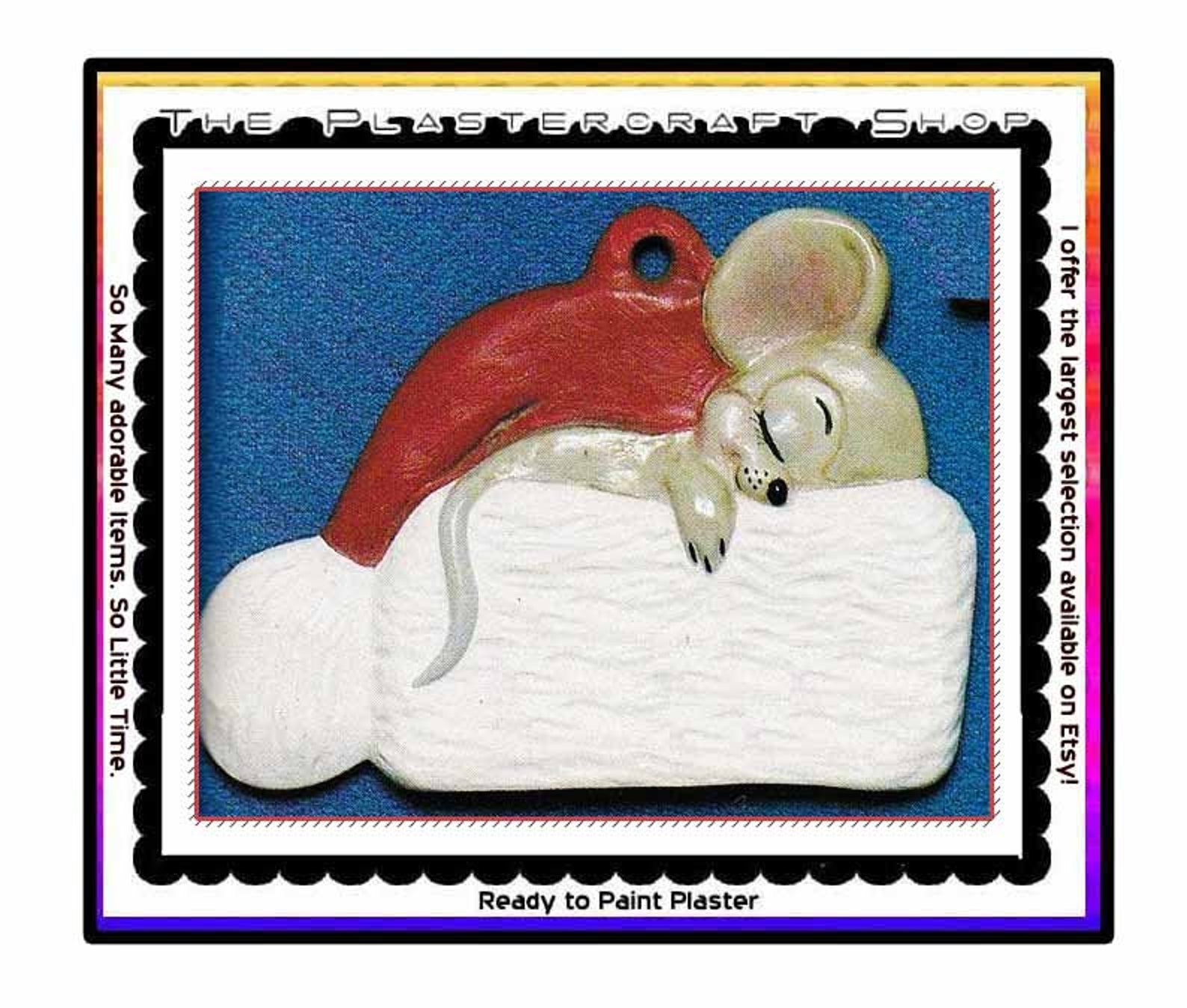 Ready To Paint Plaster Mouse in Santa Hat PlasterCraft DIY | Etsy