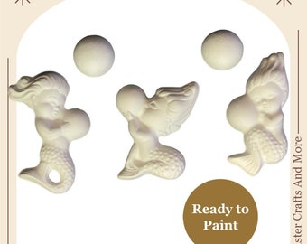 Ready to Paint, Chalkware Mermaids, Wall Décor, Mer Babies, DIY Plaster Craft, Bathroom Mermaids, Wall Hanging, Kitsch Fish