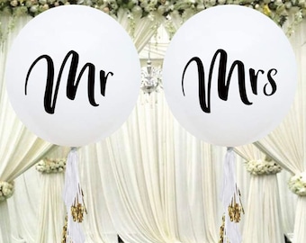 Mr and Mrs White Balloons: Engagement Party Decor