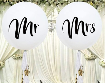 Mr and Mrs Balloon Set, Bride Balloon, Engagement Balloons, Engagement Decor, Jumbo Balloons, White Balloons, Mrs Balloon, Mrs and Mrs Decor