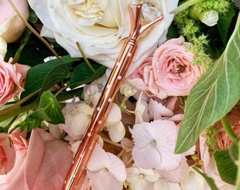 MOH Proposal Gift, Diamond Bridesmaid Gifts, Diamond Pens, Rose Gold Pens, Chic Bridal Shower Favors, Wedding Favors for Guests, Cute Favors