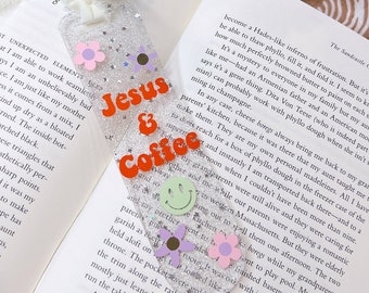 Jesus & Coffee Bookmark, Jesus Bookmark, Christian Bookmarks, Vintage Bookmark, Cute Retro Bookmark, Religious Bookmark, Christian Girl Gift