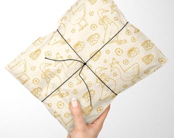 Easter Gift Wrap Tissue Paper, Pastel Goose Duck Design, Small Business Wrap, Spring Easter Wrapping Paper, Goose & Duck Tissue Paper