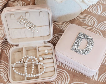 Teen Girl Monogram Personalized Jewelry Box, Teen Girl Jewelry Box, Personalized Gift For Bridesmaid, Mothers Day Gift, Travel Jewelry Case