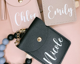 Personalized Faux Leather Keychain Wallet: Beaded Bracelet, Bachelorette Gift