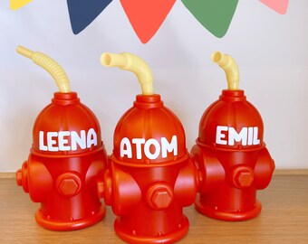 Fire Hydrant Straw Cups: Firefighter Party Favors