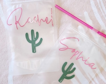 Personalized Cactus Drink Pouch: Bachelorette Party Favors with Straw