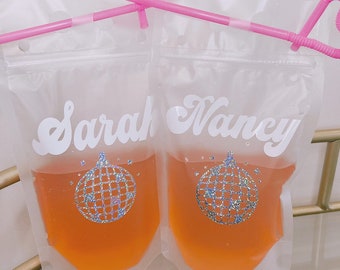 Personalized Retro Disco Drink Pouch: Bachelorette Party Favor