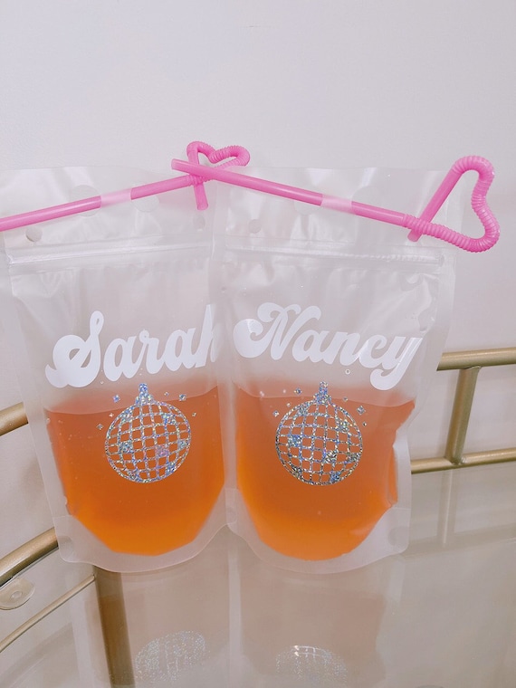Retro Disco Drink Pouches, Adult Drink Pouch, Bachelorette Party Gifts, Bridesmaid Gifts, Bridal Shower Gift, Beverage Bag, Party Favors Il_570xn