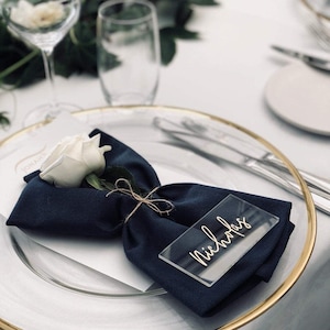 Acrylic Wedding Place Cards: Custom Name, Set of 4