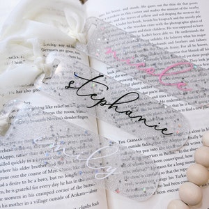 Cute Valentines Day Gift, Personalized Bookmark, Acrylic Bookmark Gift, Aesthetic Bookmark Tassel, Glitter Bookmark, Valentines Day Gift