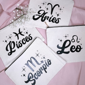 Zodiac Sign Makeup Bag, Personalized Makeup Bag, Astrology Makeup Bag, Zodiac Personalized Makeup Bag, Gifts For Her, Astrology Gift