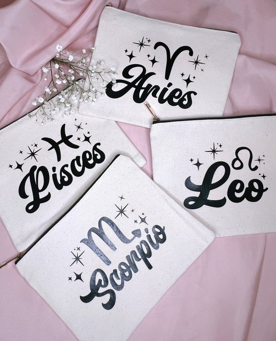 Zodiac Sign Makeup Bag Personalized Makeup Bag Astrology Makeup Bag Zodiac Personalized Makeup Bag Gifts for Her Astrology Gift Etsy
