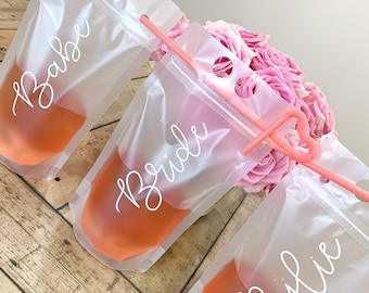 Personalized Drink Pouches, Adult Drink Pouch, Bachelorette Party Gifts, Bridesmaid Gifts, Bridal Shower Gift, Beverage Bag, Party Favors