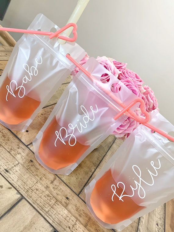 Personalized Drink Pouches, Adult Drink Pouch, Bachelorette Party Gifts, Bridesmaid Gifts, Bridal Shower Gift, Beverage Bag, Party Favors Il_570xn