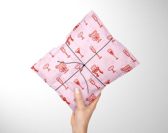 Custom Tissue Paper, Martini & Pink Bow Gift Wrap, Bachelorette Packaging, Party Packaging, Bachelorette Gift Wrap, Martini Theme Pink Wrap