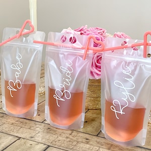 Bachelorette Party Favors Bridesmaid Drink Pouches Personalized Drink Pouches with Straw Pool Beach Bachelorette Ideas