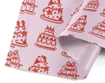 Custom Tissue Paper, Birthday & Wedding Cake Gift Wrap, Party Packaging, Cake Tissue Paper, Custom Bridal Gift Packaging, Bridal Shower Wrap